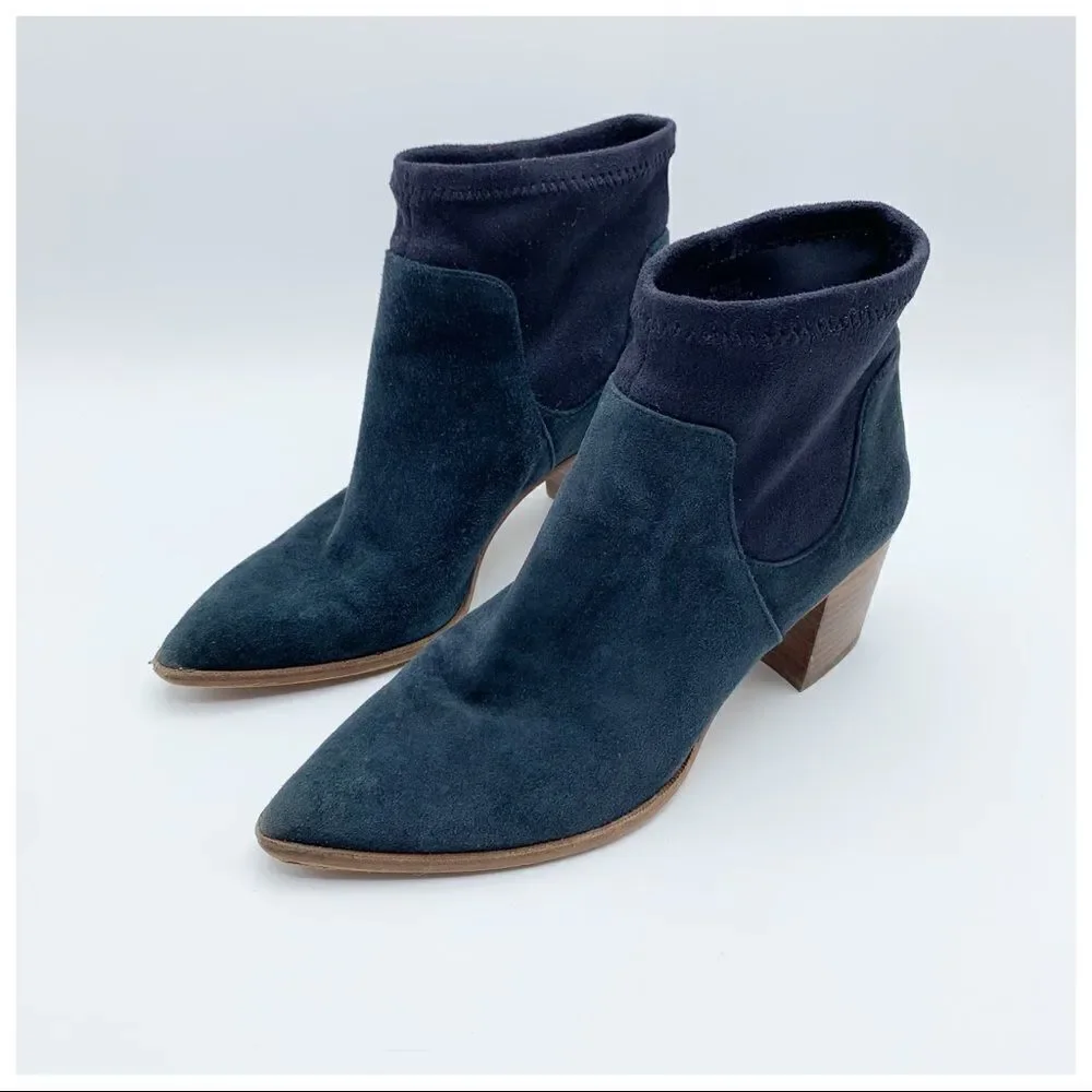 Sole‎ Society  Dawnina Blue Suede Pointed Toe Pull On Stretch Booties